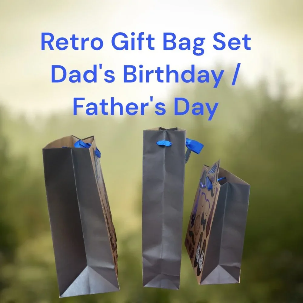Retro Gift Bags -- Father's Day - Dad's Birthday - Boy Baby Shower - Nostalgic